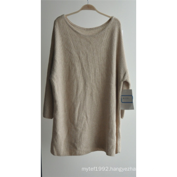 Women Round Neck Pure Color Pullover Knitted Sweater